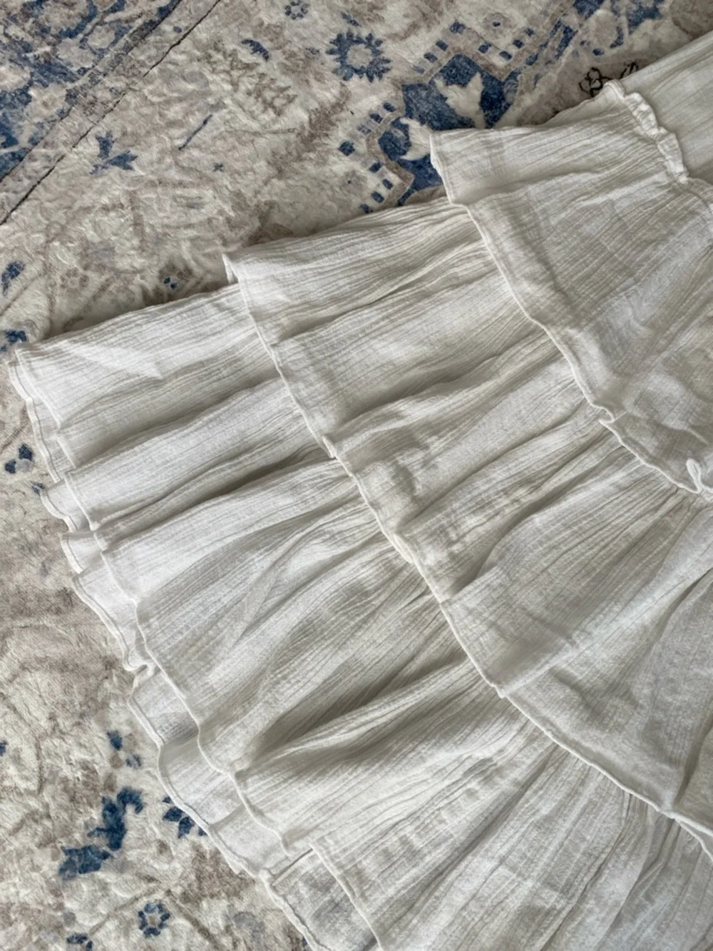 Free People Smocked For The Drama High Waist White Tiered Ruffle Maxi Skirt - Picture 3 of 7